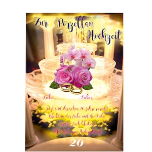 Cartão de aniversário de casamento, casamento de porcelana, 20º aniversário de casamento - como impressão personalizada