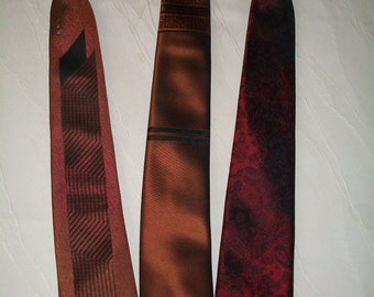 Vintage ties, binders in an elegant brown patterned design from the 80s, set of 3