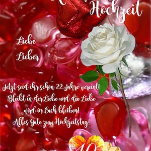 Glückwunsch-Karte zur Rubin - Hochzeit, 40. Hochzeitstag