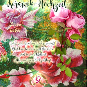 Karte Glückwünsche Keramik-Hochzeit, 9. Hochzeitstag  - als personalisierte Karte