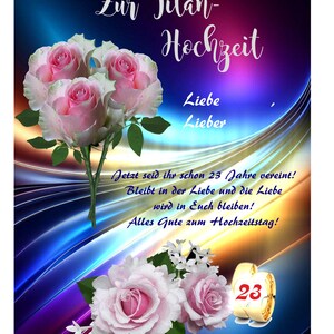 Glückwünsche, Karte Hochzeitstag Titan - Hochzeit, 23. Hochzeitstag  - als personalisierten Ausdruck