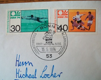 1974 World Cup Timbres Allemagne avec timbre première édition