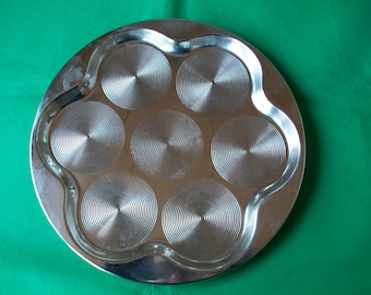 Stainless steel tray for glasses, cups or the like, vintage from the 70s