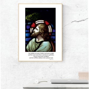 Bibelverse Psalm 28 7 mit Bild, als Poster oder Karte
