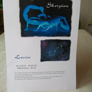 Sternzeichen Skorpion, Namenskarte, Poster, personalisiert, zum Beispiel als Geschenk zur Taufe, Namenstag oder ...