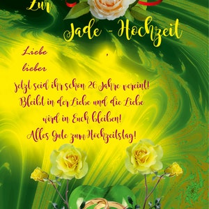 Karte Hochzeitstag, Glückwünsche zur Jade - Hochzeit, 26. Hochzeitstag  - als personalisierten Ausdruck