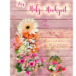 Karte Hochzeitstag, Holz-Hochzeit, Hölzerne Hochzeit 5. Hochzeitstag  - als personalisierten Karte