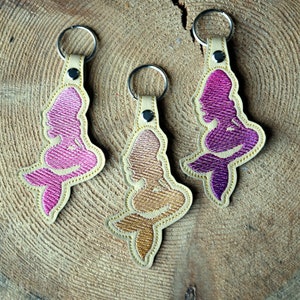 Mermaid Key Fob Gradient Iridescent Mermaid 2 colors machine embroidery designs for hoop 4x4