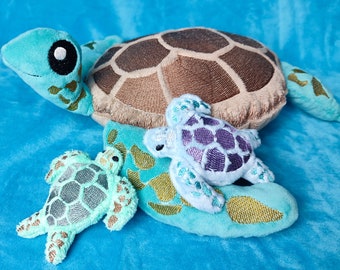 ITH Turtle, turtle embroidery design, turtle stuffie 8x11" 6x10" 8x8" 5x7" and 4x4"