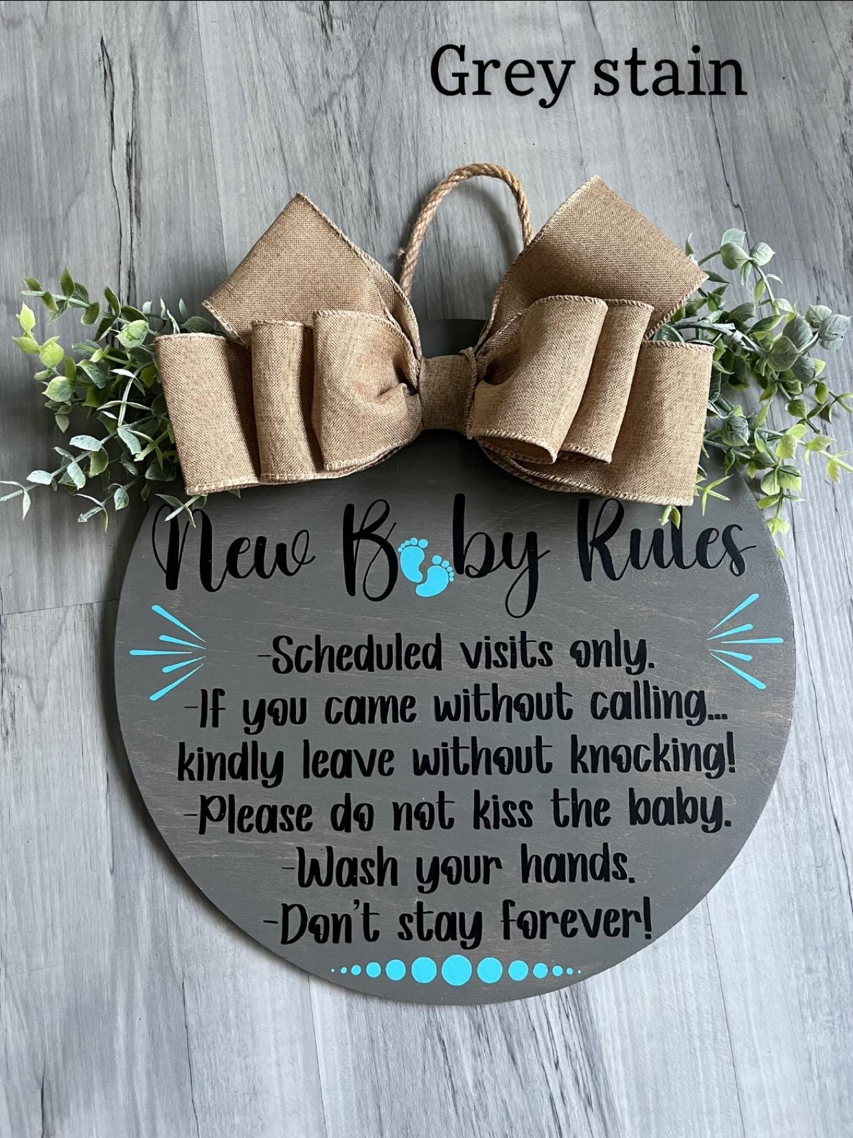 New Baby Sign, New, Baby, Newborn, Infant, Baby Rules, Wood, Door ...