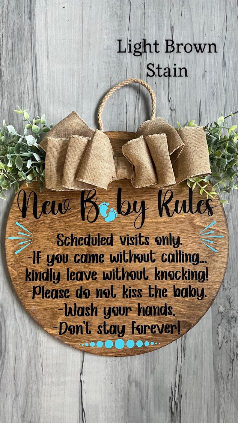 New Baby Sign, New, Baby, Newborn, Infant, Baby Rules, Wood, Door ...
