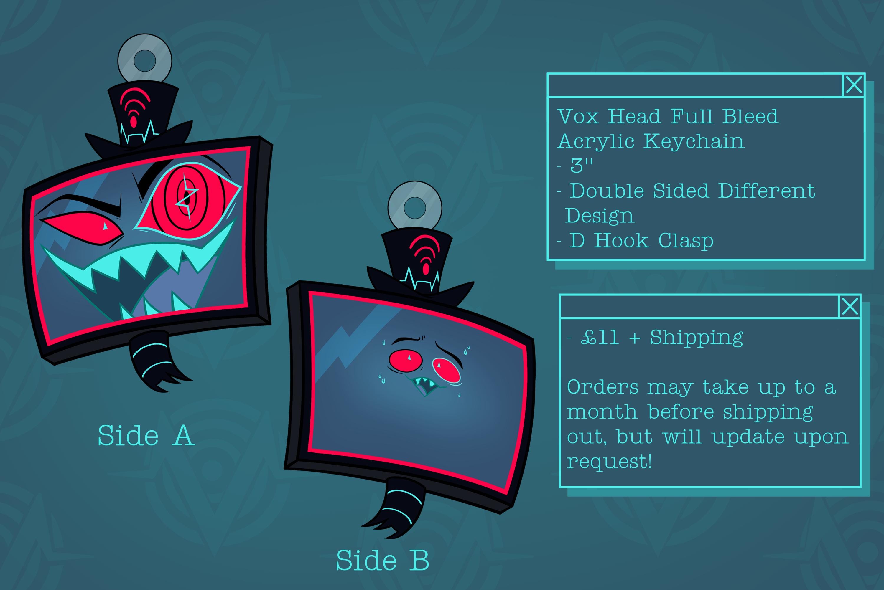 Vox Head Hazbin Hotel Inspired Acrylic Double Sided Design