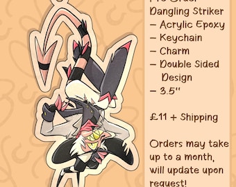 PRE-ORDER Striker Helluva Boss Inspired Acrylic Epoxy Glitter Keychain Charm