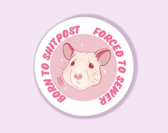 Forced To The Sewer- 5.6cm x 5.6cm Vinyl Twilight Rattie Sticker TITSOAK
