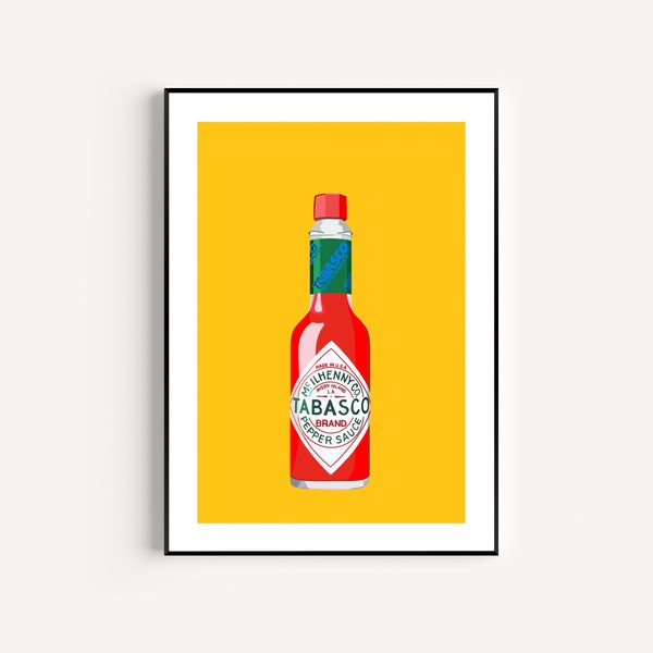 Tabasco Hot Sauce Art Print - FREE UK Postage - Kitchen/ Home Décor/ Food/ Condiment Print/ Chilli Pepper Sauce