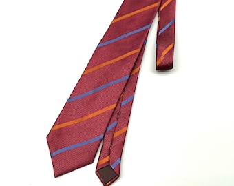 Lanvin Paris Vintage Silk Tie, Burgundy Red Striped Necktie, Designer Men’s Tie, Luxury French Fashion
