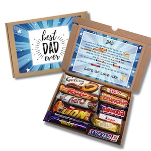 Gift For Dad | Fathers Day | 11 Chocolate bars | Dad hamper | Dad birthday | Best Dad | From kids| Gift Box