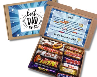 Gift For Dad | Fathers Day | 11 Chocolate bars | Dad hamper | Dad birthday | Best Dad | From kids| Gift Box