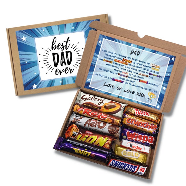 Gift For Dad | Fathers Day | 11 Chocolate bars | Dad hamper | Dad birthday | Best Dad | From kids| Gift Box