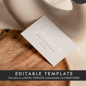 DIY Editable Business Card Template QR Code, Printable Business Calling Card, Canva template, Instant Download, Stylish Boho Business Card