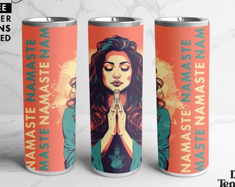 Namaste DIY 20oz Skinny Tumbler Sublimation Design, Printable Straight/Tapered Tumbler Design, Mama Yoga Chackra PNG/Digital Download