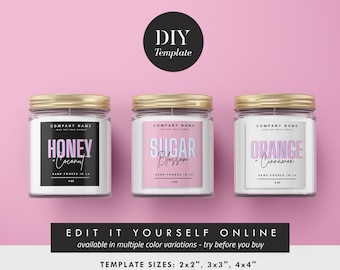 Canva Candle Label Template, Editable Candle Label Design, Customizable Candle Jar and Tin Label, DIY Candle Care Sticker, Custom Template
