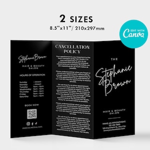 Editable Beauty Salon Leaflet,Canva Brochure Template, DIY Price List, Hair Style, Nils, Brows, Lashes, Spa, Printable Broshure Design