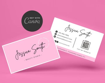 Printable Business Card Template, DIY Business Card Template, QR Code, Canva Business Stationery, Editable Calling Card, Instant download
