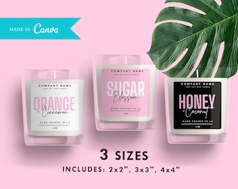 Editable Candle Label Template, CANVA Candle Label Design, DIY Candle Care Sticker, Custom Candle Jar and Tin Label Design, Multiple Sizes