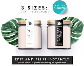 Editable Canva Candle label template | DIY Candle Printable label design | Custom Product Label | Modern Vertical Thin Candle Label Sticker