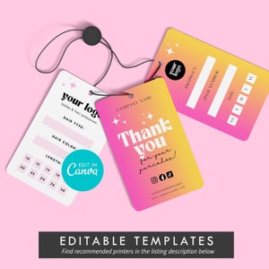 Editable Hang Tag Label Template, DIY Clothing Tag Label