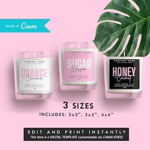 Editable Candle Label Template, CANVA Candle Label Design, DIY Candle Care Sticker, Custom Candle Jar and Tin Label Design, Multiple Sizes