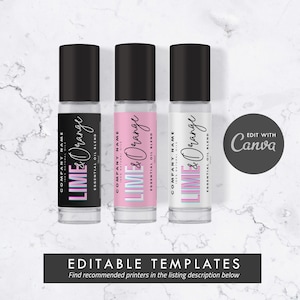DIY Essentail Oil Labels, Canva Roller Bottle Label, Custom Oil Label Template, Pink Editable Product Label 10ml, Product Label Design