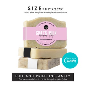 Circle Wrap Soap Label, Canva DIY Soap packaging, Cigar Band, Custom Soap Wrap Band Label, Editable Digital Template, Sleeves Label Craft
