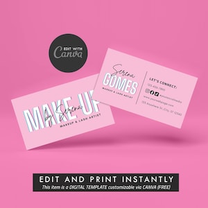 DIY Beauty Card Template, Editable CANVA Business Card, DIY Template design, Pink Feminine Business Card, Salon, Spa Nails, Lashes Card