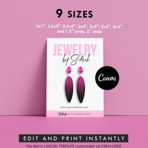 Customisable Jewelry Display Card, Canva Jewellery Business Template Bundle, Editable Earring, Necklace, Thank You, Bracelet Card Printable