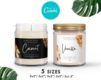 Editable Candle Canva label template, DIY Candle Label, Printable label design, Custom product label design, Faux gold foil effect,Jar Label