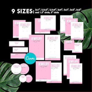 Minimalist Jewelry Business Template Bundle, CANVA Editable, Bracelet Earring Card,Necklace Display Card,Thank You Card,Jewelry Packaging