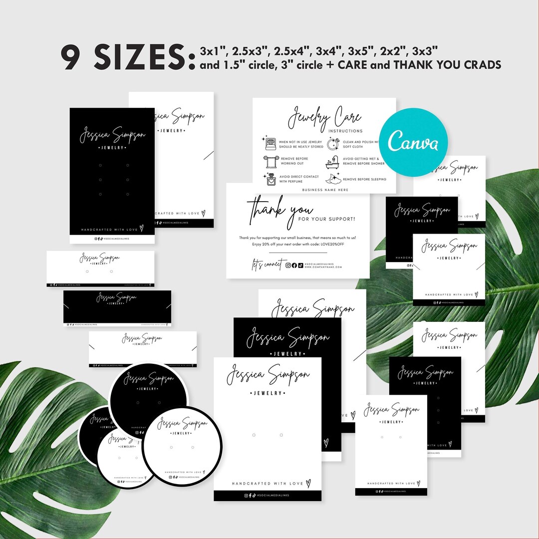 DIY Jewelry Display Cards CANVA Business Bundle Editable Etsy