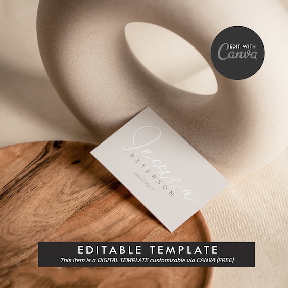 DIY Editable Business Card Template QR Code, Printable Business Calling Card, Canva template, Instant Download, Stylish Boho Business Card