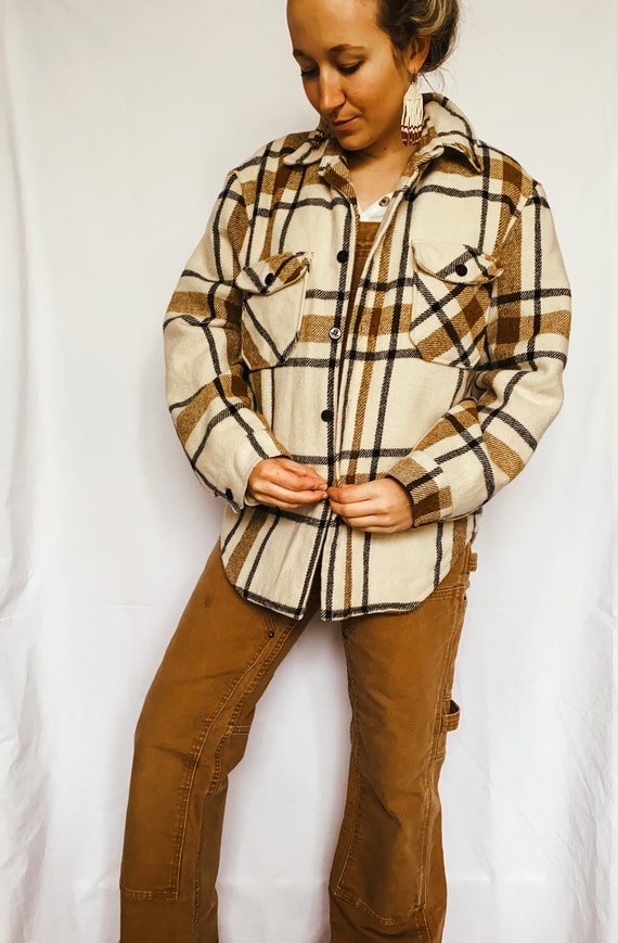 Vintage 60s Sears plaid shirt | Sherpa lined plaid