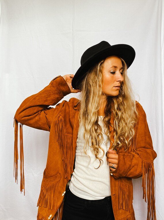 Vintage 1980s 1970s Adelina Jacket deerskin fringe