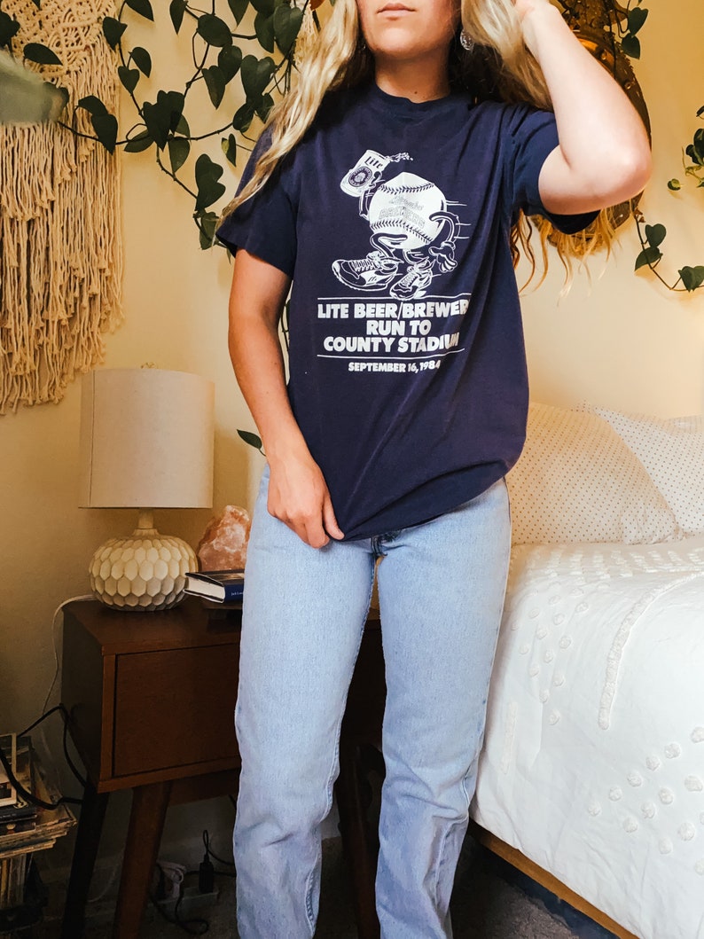 80s Miller Lite beer run shirt 80s Brewers shirt