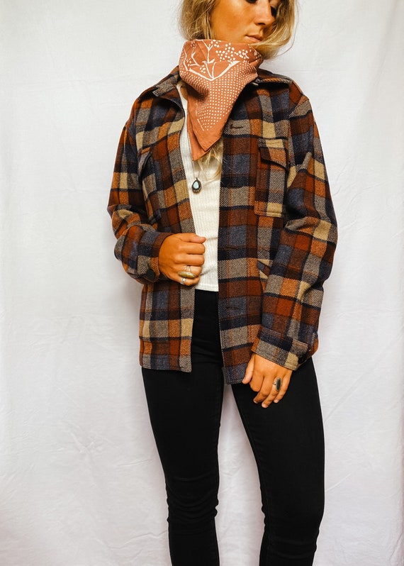 Vintage 1980s Pendleton wool jacket | plaid fall c