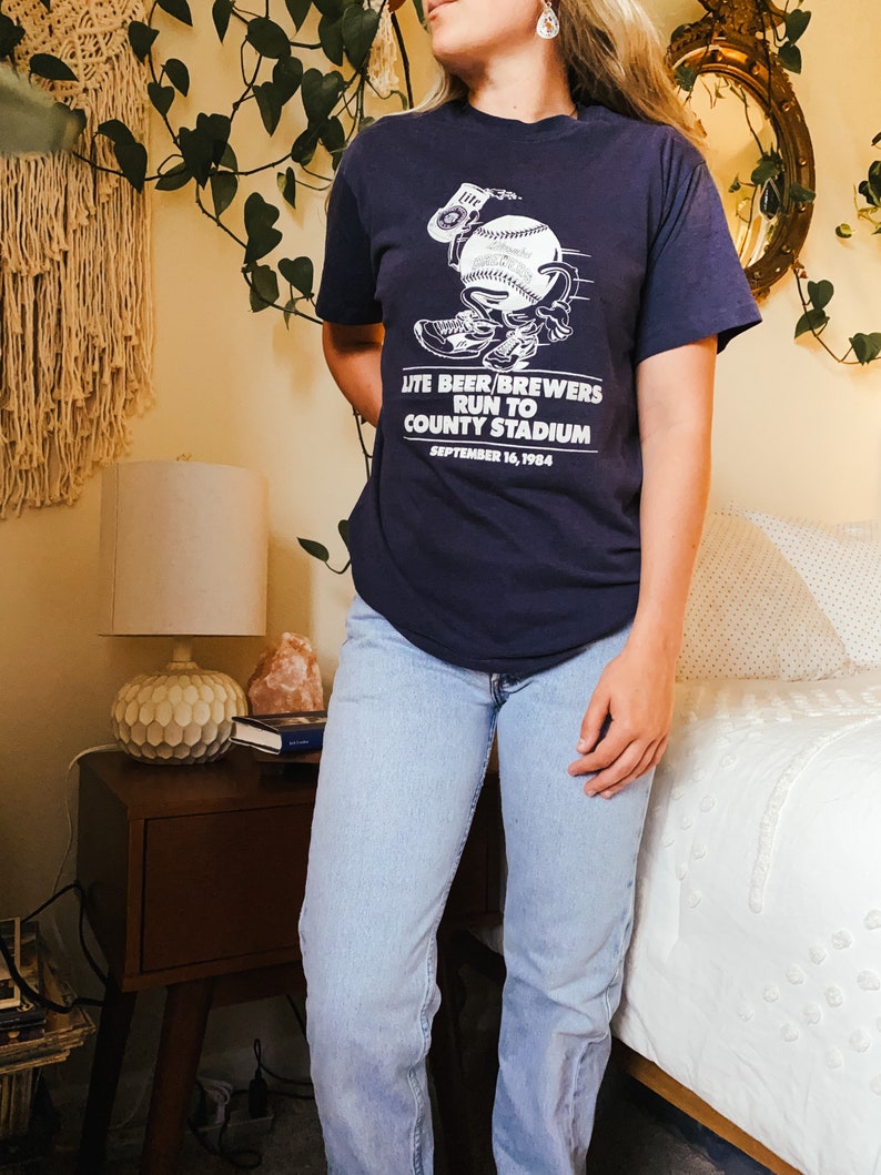80s Miller Lite beer run shirt 80s Brewers shirt
