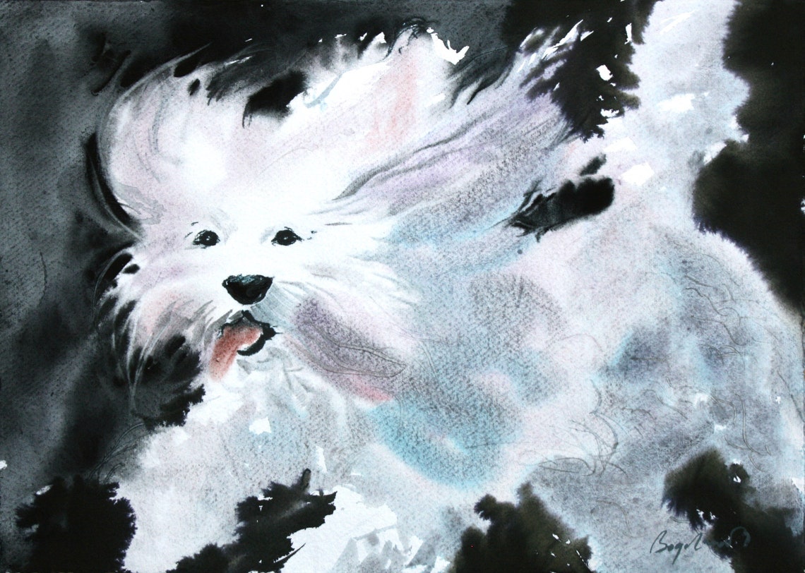 Dog painting Animal wall art Watercolor original artwork Dog | Etsy