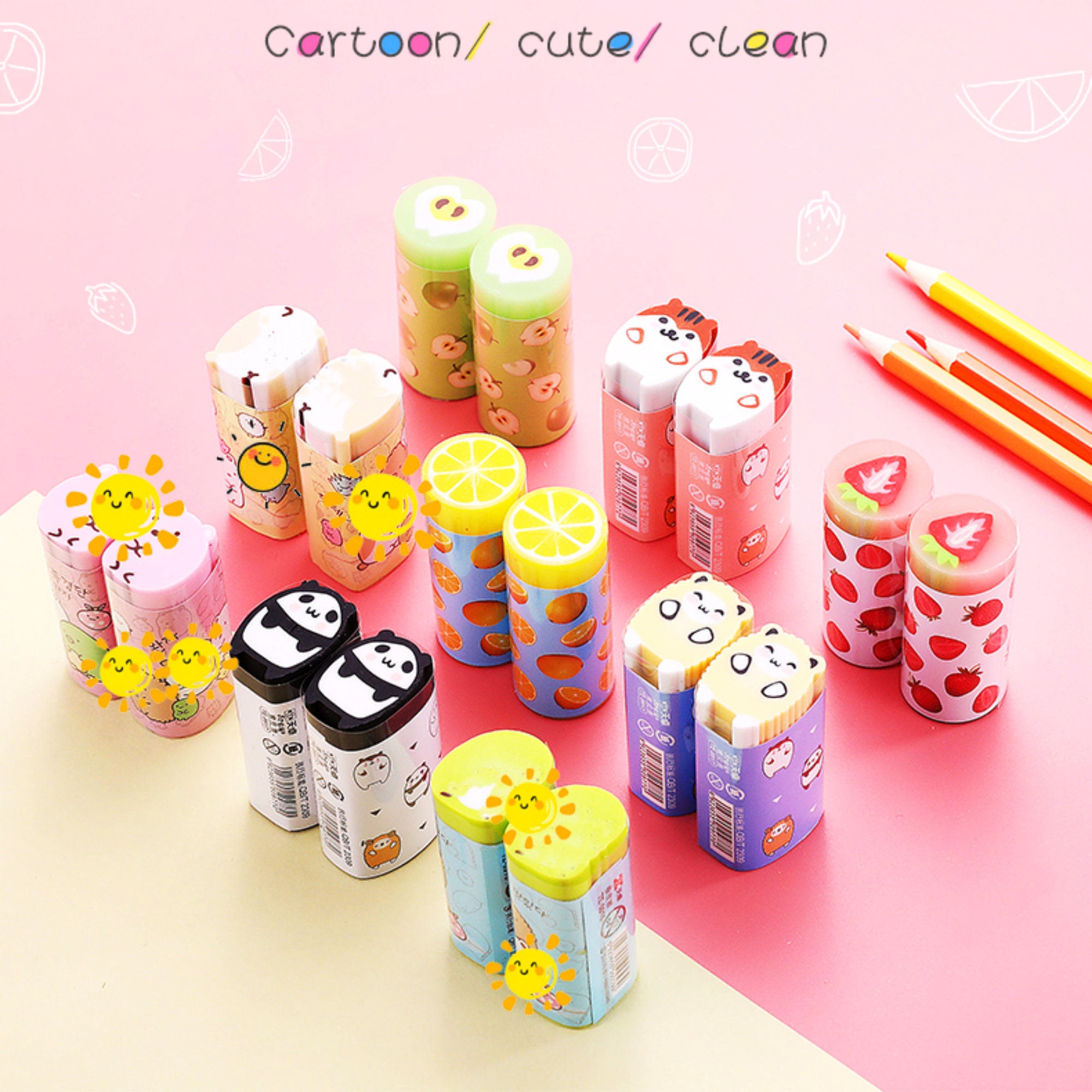 Kids Cute Eraser Set of 12jelly Pencil Rubber Eraserschool Etsy Singapore