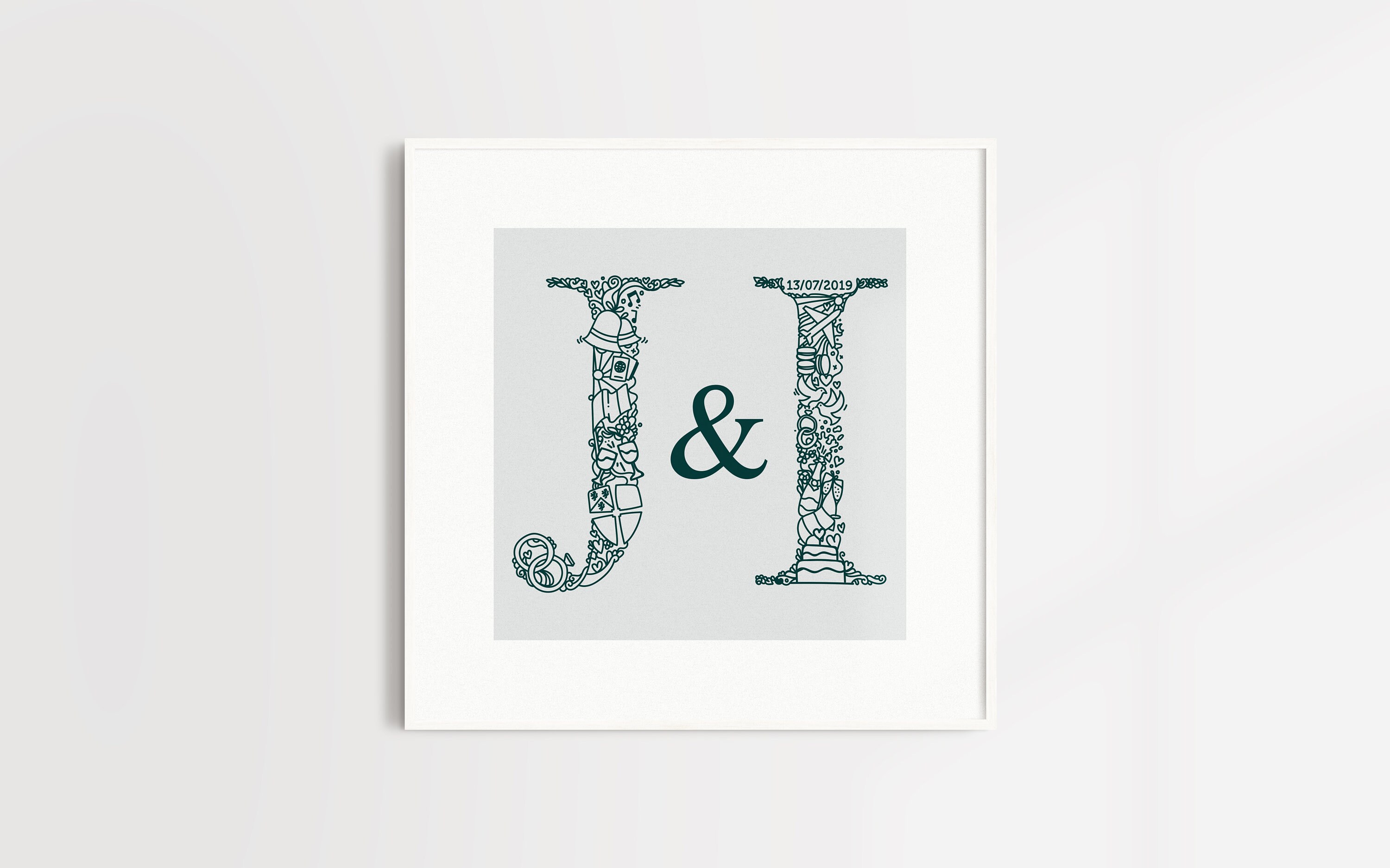 Couples initials print / Couples letters print / Initial print Etsy