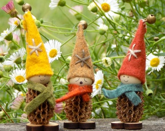 Tiny Pinecone Elves ~ Handmade Christmas Decorations/Ornaments ~ Cute Adorable~Secret Santa Idea~Thinking of you~Sorry I Missed Your.....