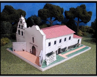 7"x 10" California Mission San Diego de Alcala - Photorealistic - Instant Download